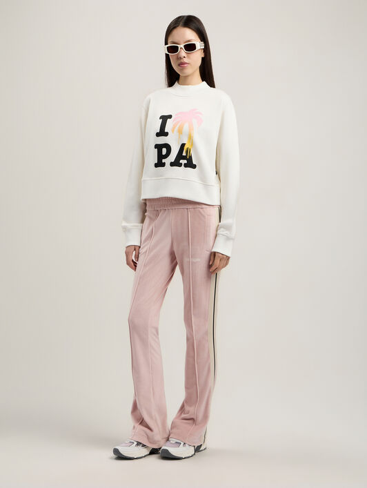 PALM ANGELS I Love PA Fitted Sweatshirt OFF WHITE BLACK PWBA016S26FLE003