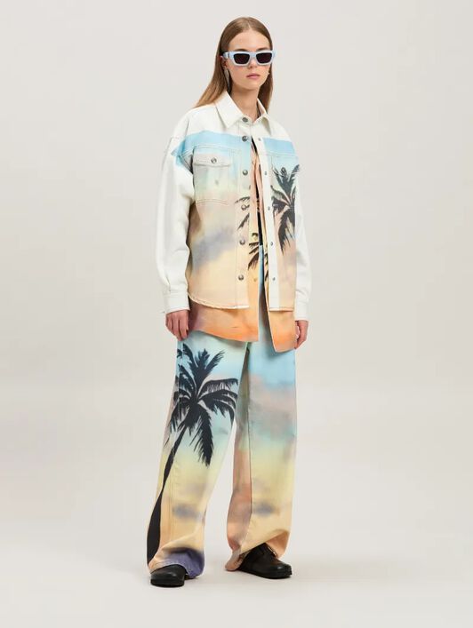 PALM ANGELS  Sunrise Palm baggy denim pants MULTICOLOR - BLACK PWYB040S25DEN001