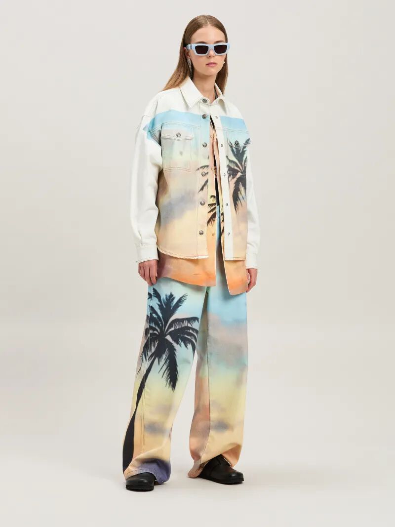 PALM ANGELS  Sunrise Palm baggy denim pants MULTICOLOR - BLACK PWYB040S25DEN001