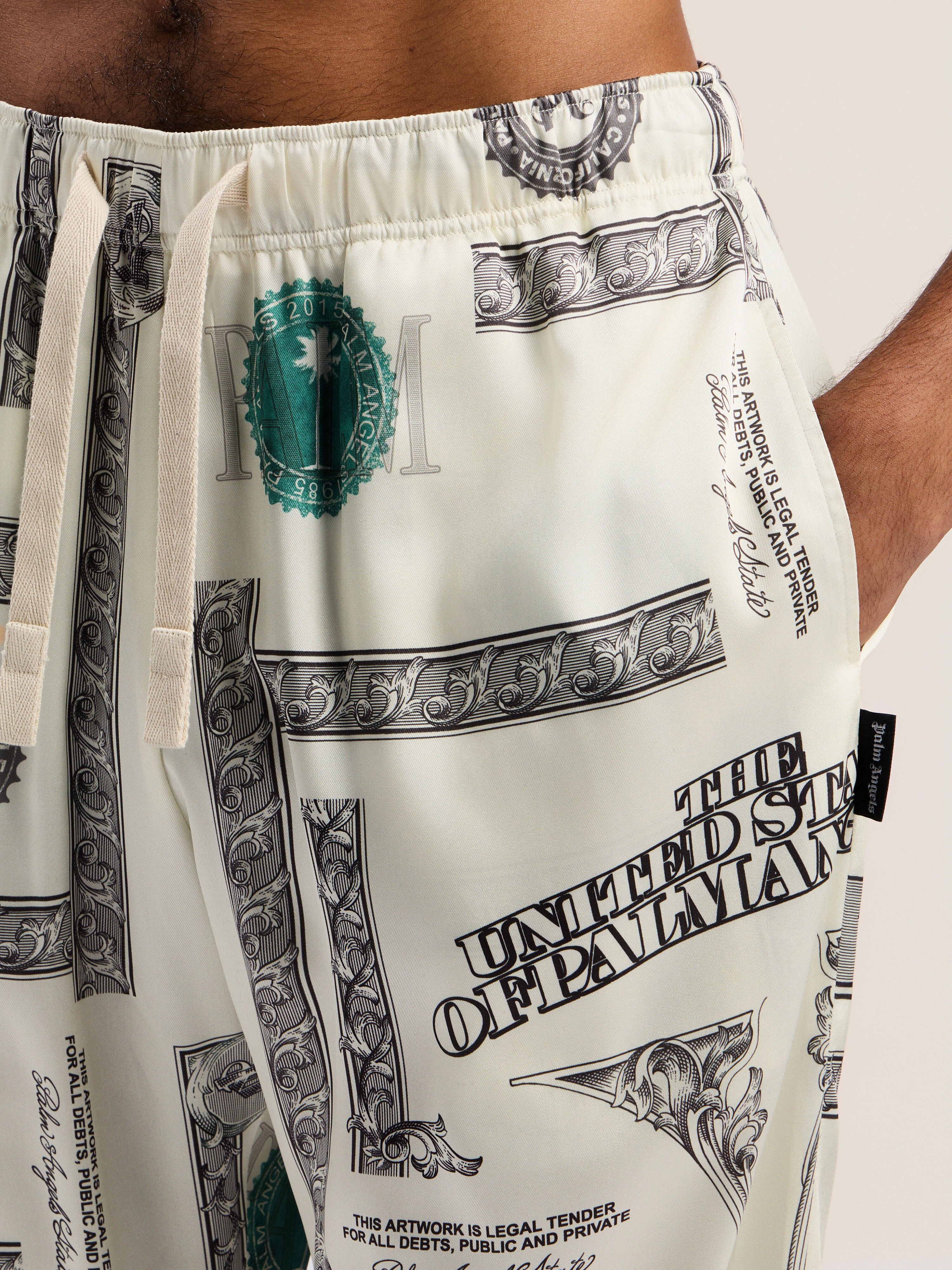 PALM ANGELS Dollar Print Wide-Leg Pants IVORY - BLACK PMCA143F25FAB001