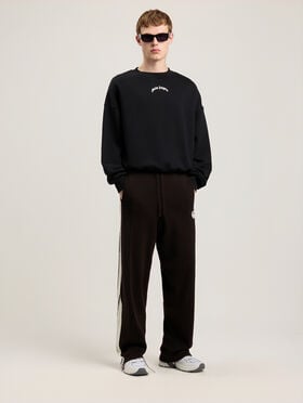Back Curved Logo Loose Sweatshirt PALM ANGELS Back Curved Logo Loose Sweatshirt BLACK OFF WHITE PMBA08JS26FLE004