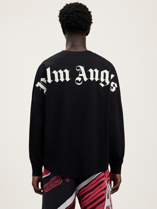 PALM ANGELS Classic Logo Long-Sleeved Over T-Shirt BLACK OFF WHITE PMAB059S26JER001