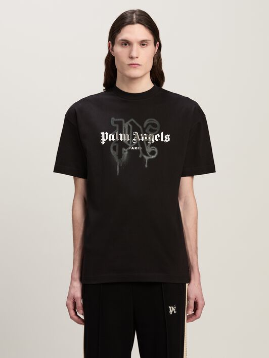 PALM ANGELS Monogram Spray City T-Shirt Paris BLACK PMAA001C99JER027