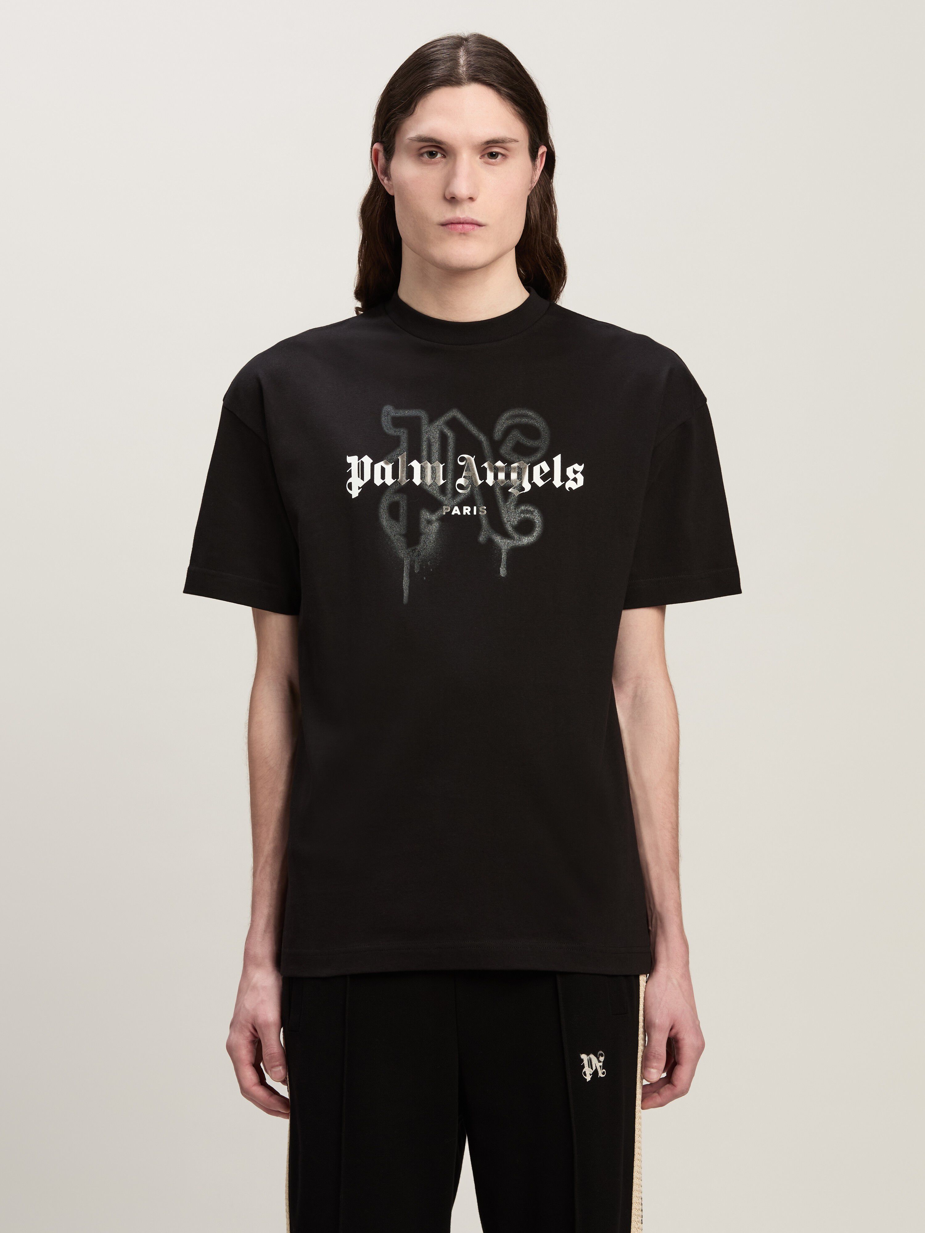 PALM ANGELS Monogram Spray City T-Shirt Paris BLACK PMAA001C99JER027