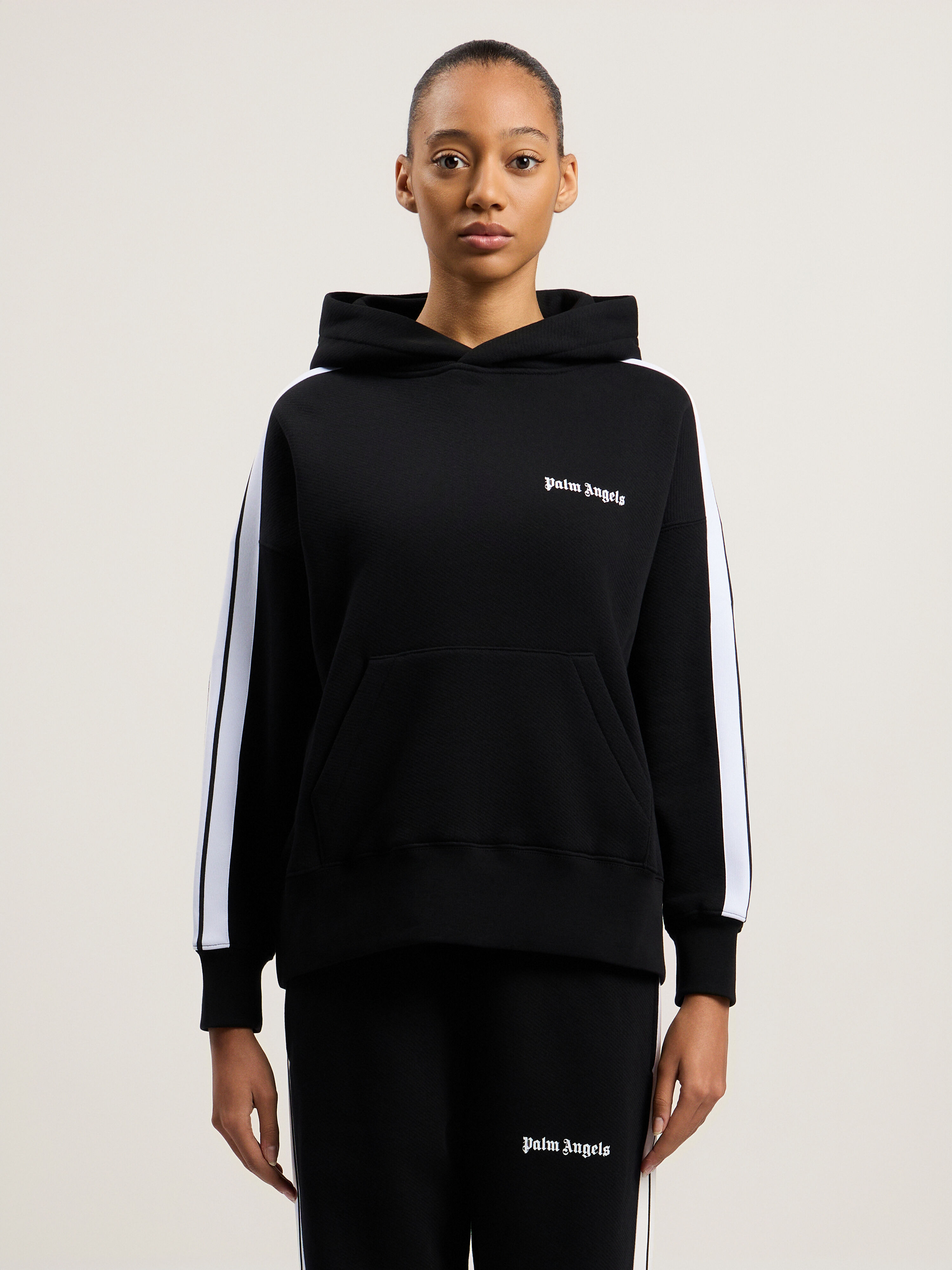 Track Hoodie in BLACK WHITE for Women | Palm Angels®