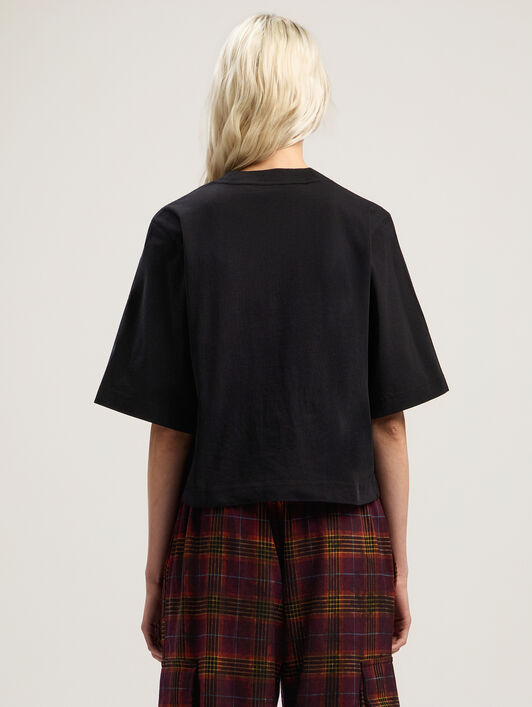 Spray Bear Cropped Tee PALM ANGELS Spray Bear Cropped Tee BLACK - FUCHSIA FLUO PWAA079F25JER001