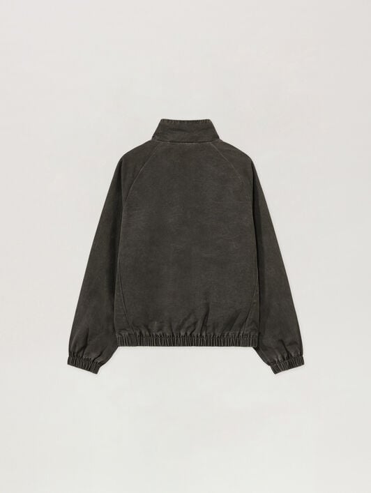 Curved Logo Vintage Windbreaker PALM ANGELS Curved Logo Vintage Windbreaker BLACK - OFF WHITE PAMEB01F26FB02