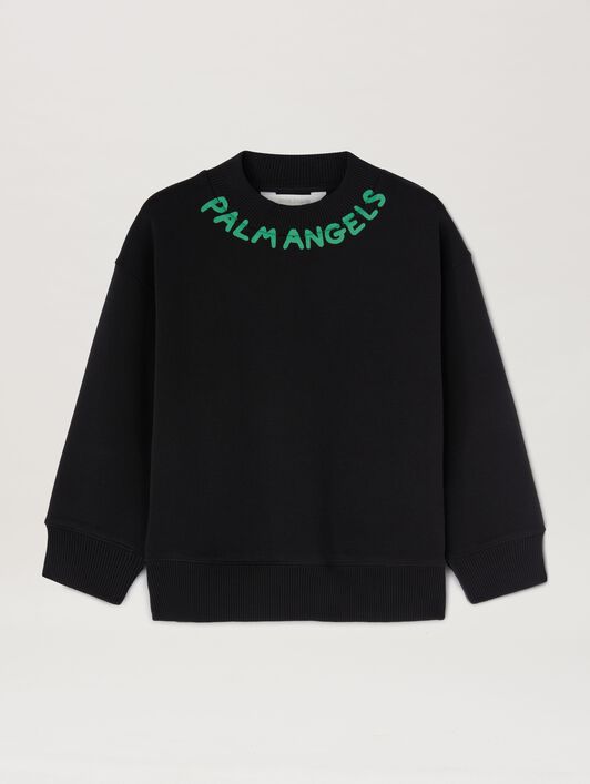 Block Logo Sweatshirt PALM ANGELS Block Logo Sweatshirt BLACK GREEN PBBA012S25FLE002