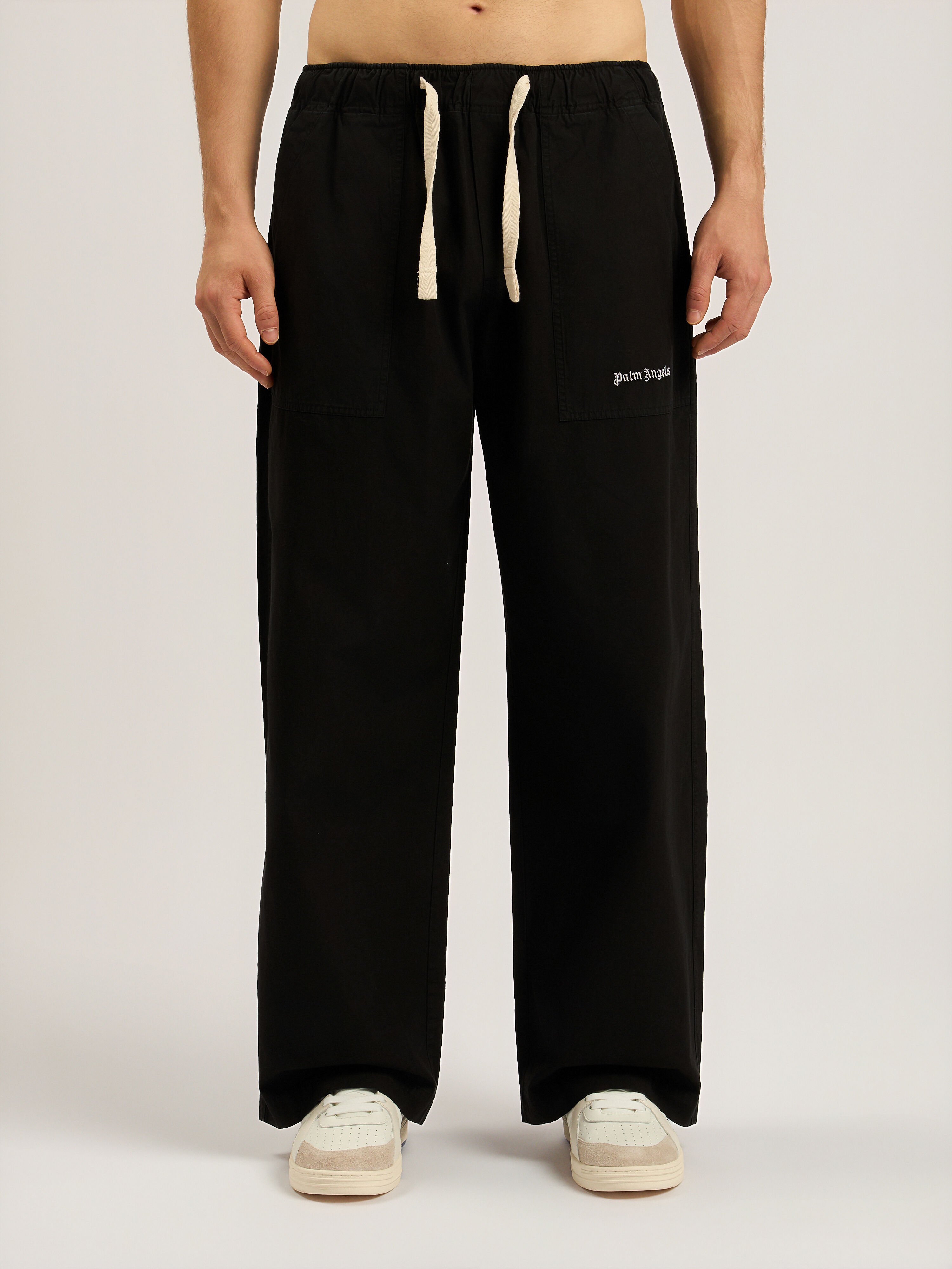 Classic Logo Loose Pants PALM ANGELS Classic Logo Loose Pants BLACK - OFF WHITE PAMCA04F26FB01