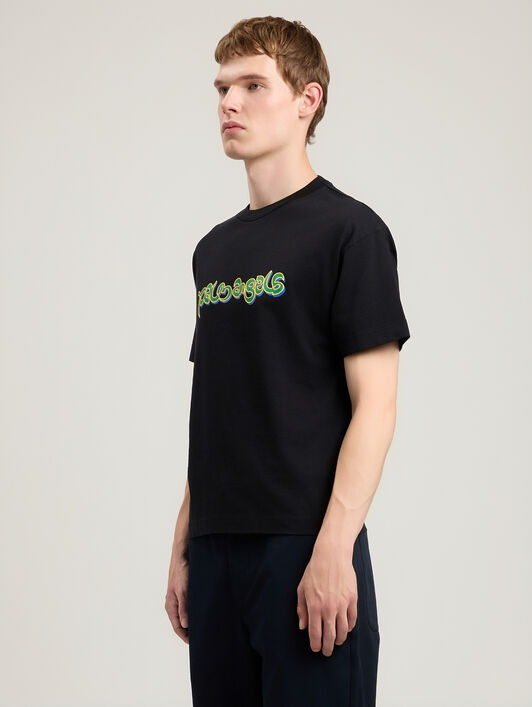 PALM ANGELS Thai Logo T-Shirt BLACK GREEN PMAA109S26JER009