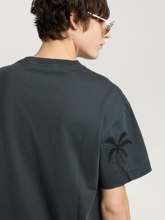 Palm Shadow Regular T-Shirt PALM ANGELS Palm Shadow Regular T-Shirt ANTHRACITE - OFF WHITE PAMAA01W26JR10