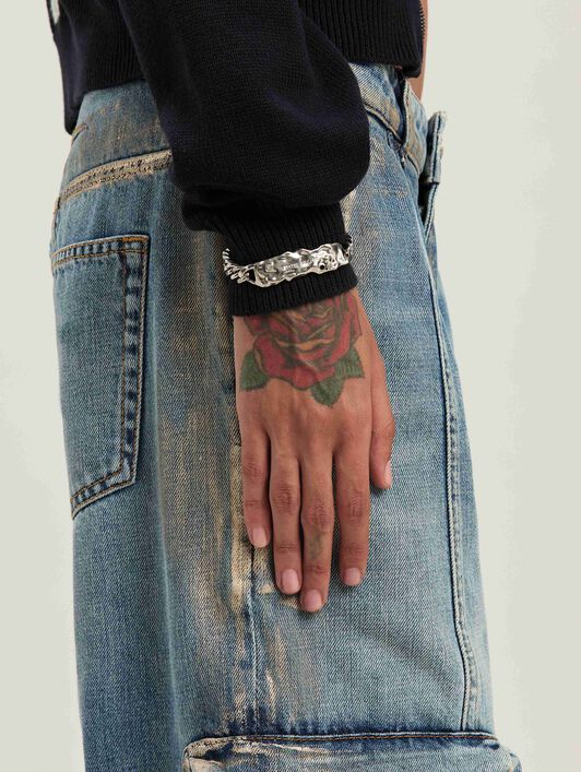 PALM ANGELS  Melted plate chain bracelet SILVER - TRANSPARENT PMOA055S25MAT001