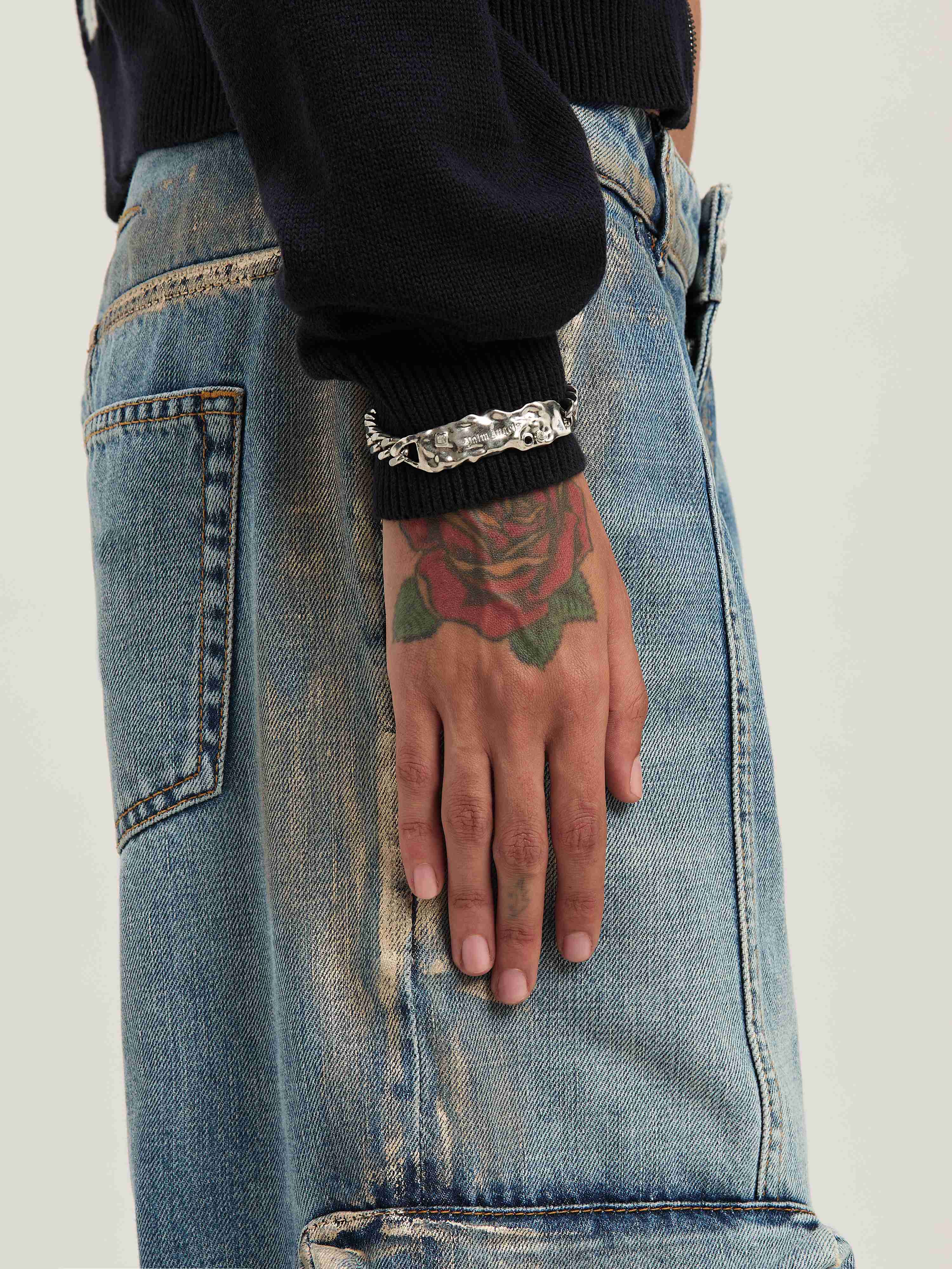 PALM ANGELS  Melted plate chain bracelet SILVER - TRANSPARENT PMOA055S25MAT001
