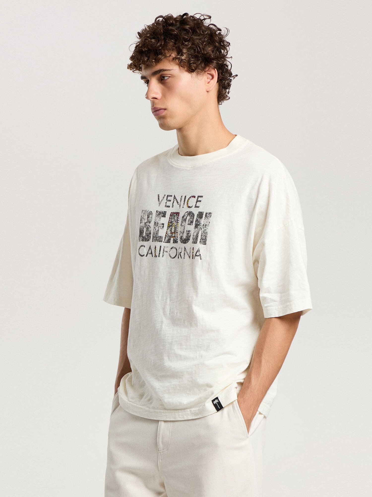 PALM ANGELS Cali Vibes Loose Tee OFF WHITE - MULTICOLOR PAMAA03F26JR05