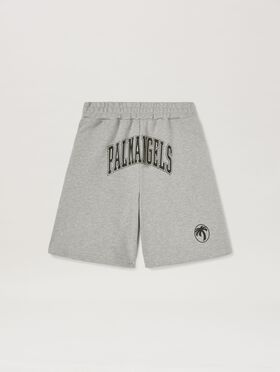 PALM ANGELS  College Oval Palm Shorts VINTAGE BLACK - OFF WHITE PMCL008S25FAB001