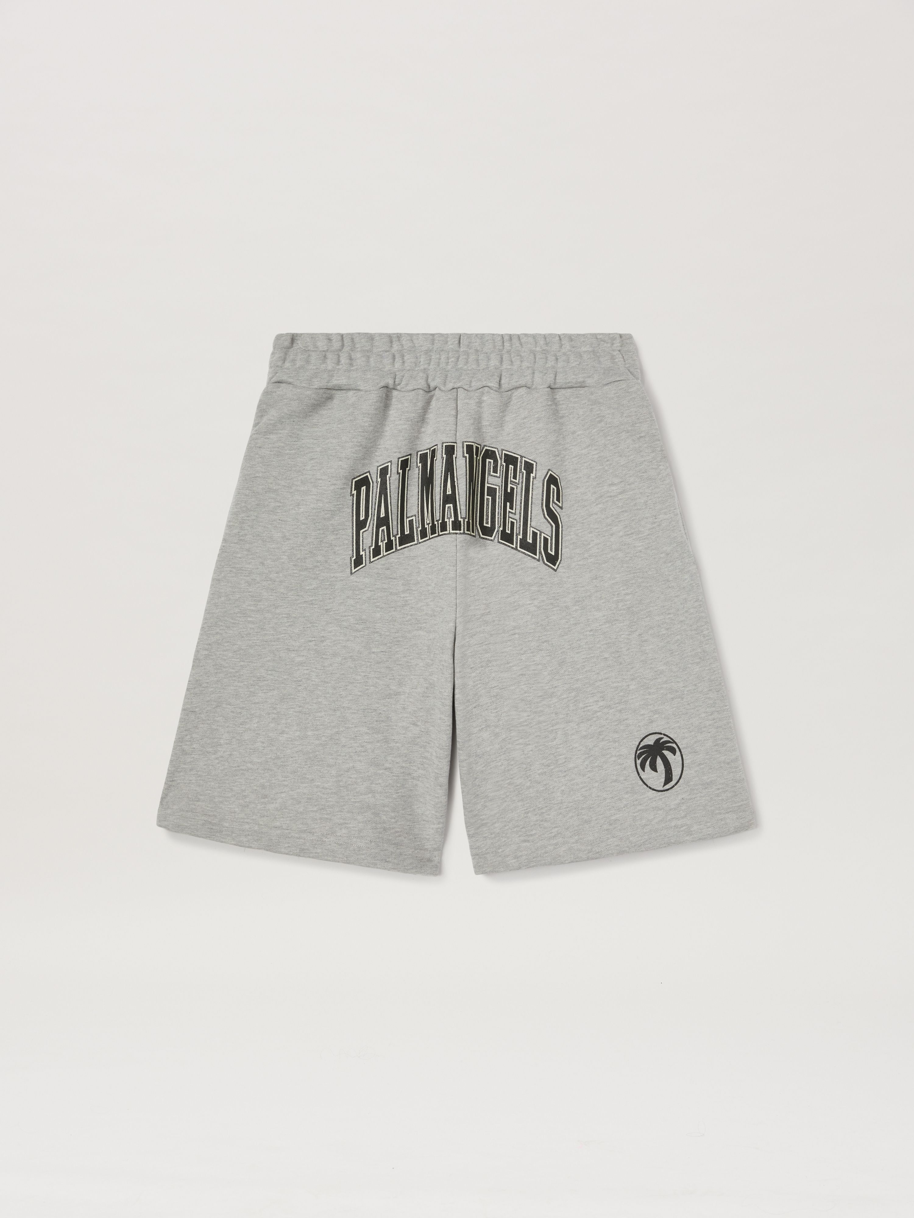 PALM ANGELS  College Oval Palm Shorts GREY MELANGE - BLACK PMCI028S25FLE001