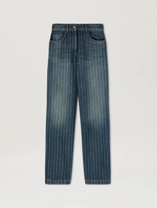 PALM ANGELS  Jeans mit Streifen LIGHT BLUE - WHITE PWYB041S25DEN001