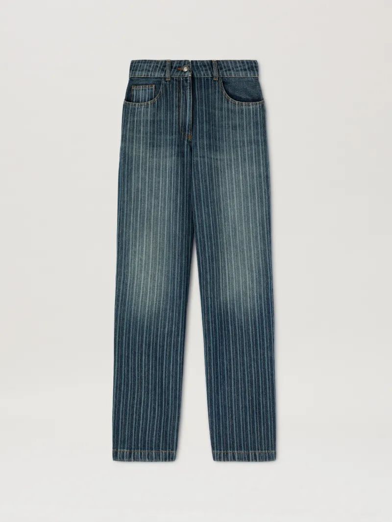 PALM ANGELS  Jeans mit Streifen LIGHT BLUE - WHITE PWYB041S25DEN001