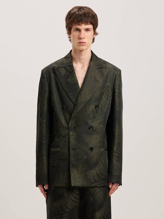 PALM ANGELS  Palmen Jacquard Blazer MILITARY GREEN - MILITARY GREEN PMEN050S25FAB001