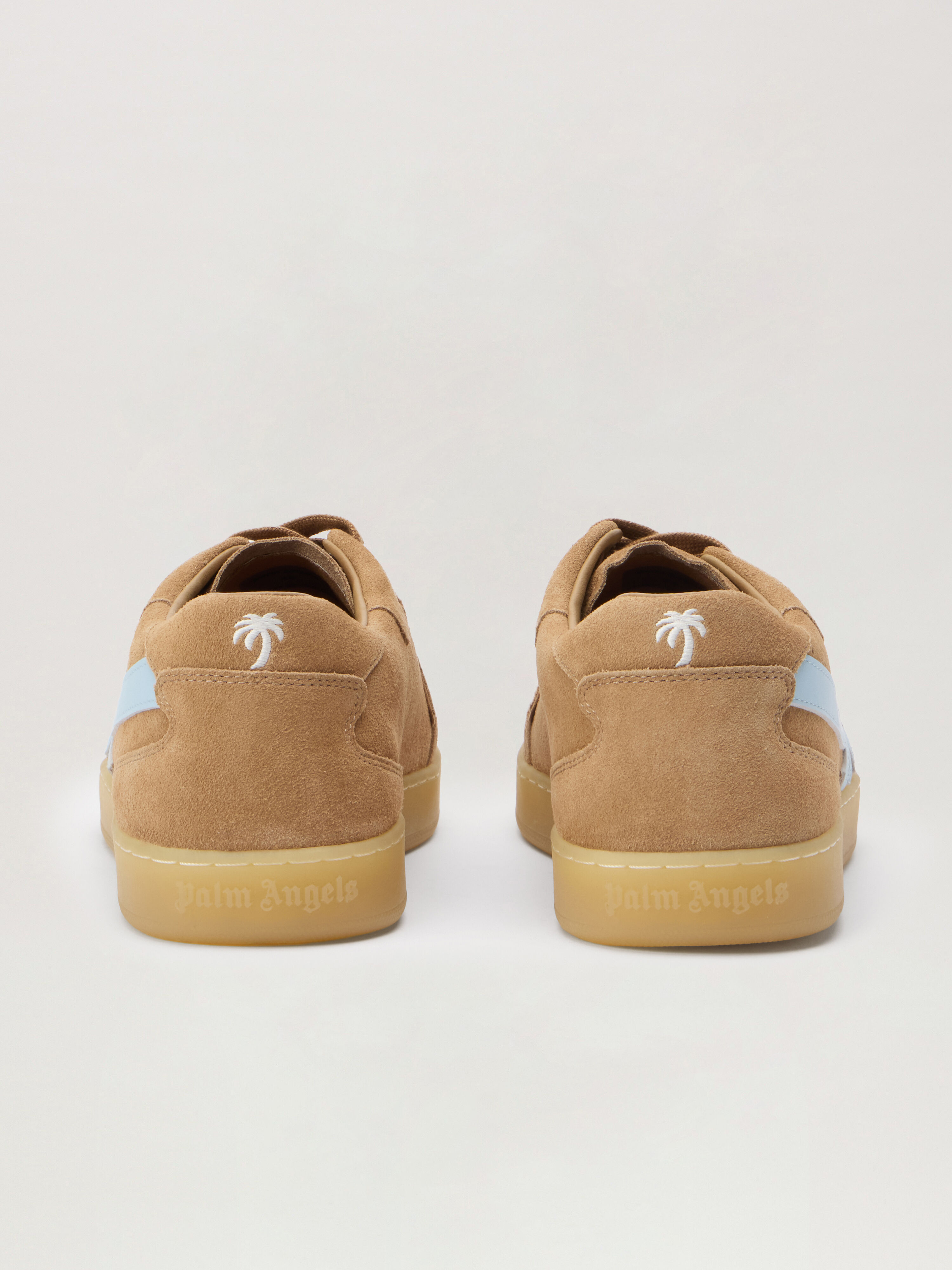PALM ANGELS New Palm 1 Suede CARAMEL - BABY BLUE PMIA099F25LEA002