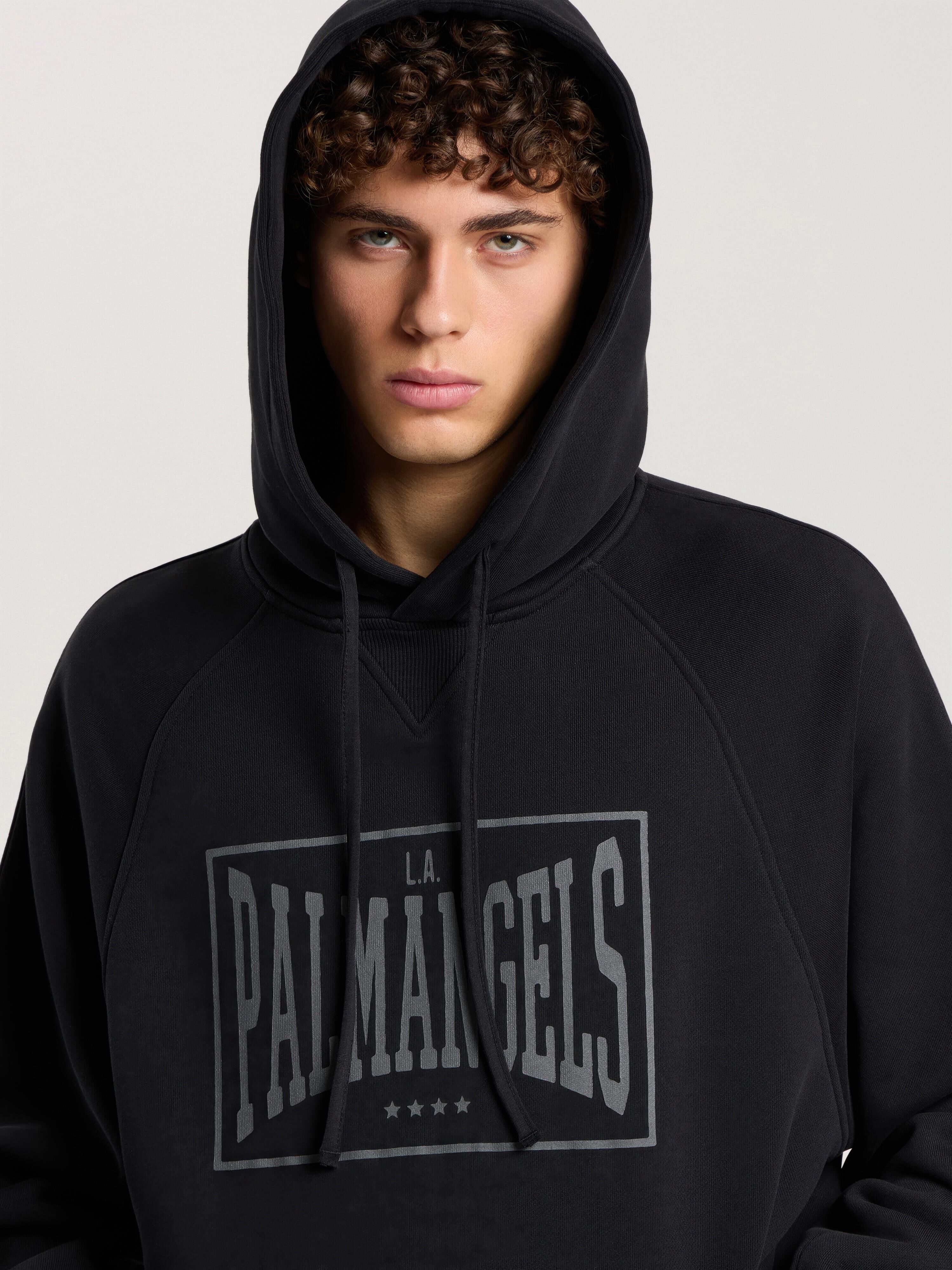 PALM ANGELS Vintage Box Logo Loose Hoodie BLACK - GREY PAMBB04F26FL01