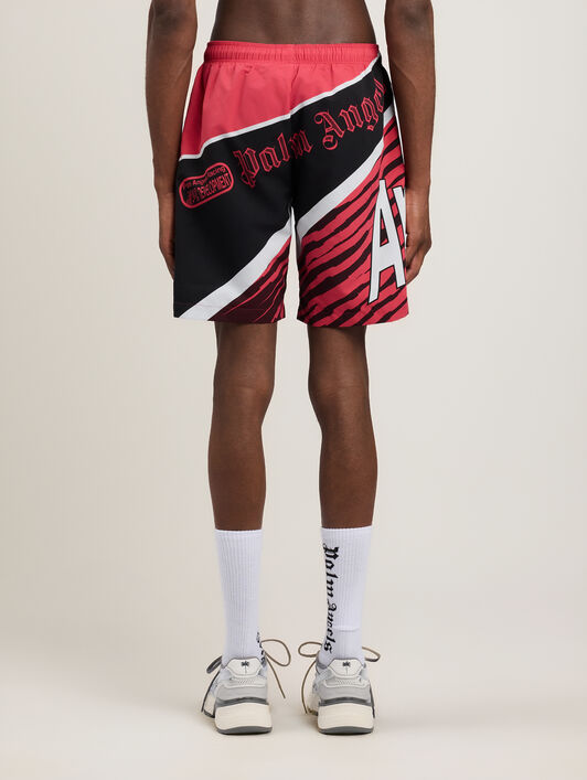 PALM ANGELS Racing Swimshorts RED BLACK PMFD01BS26FAB001
