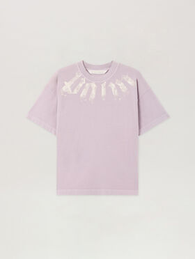 PALM ANGELS Big Neck Logo Loose T-Shirt LILAC OFF WHITE PWAA07BS26JER007