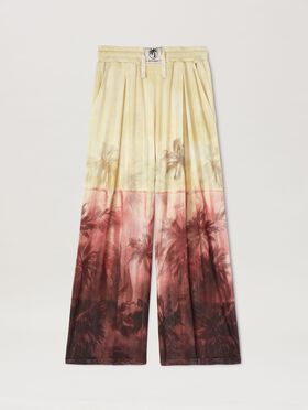 PALM ANGELS  Sunset palms mesh pants BLACK - OFF WHITE PWCH025S25FLE002