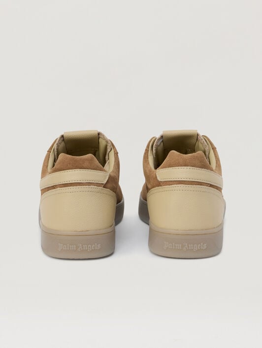 PALM ANGELS Palm Tennis Suede Sneakers BROWN IVORY PMIA111S26LEA001
