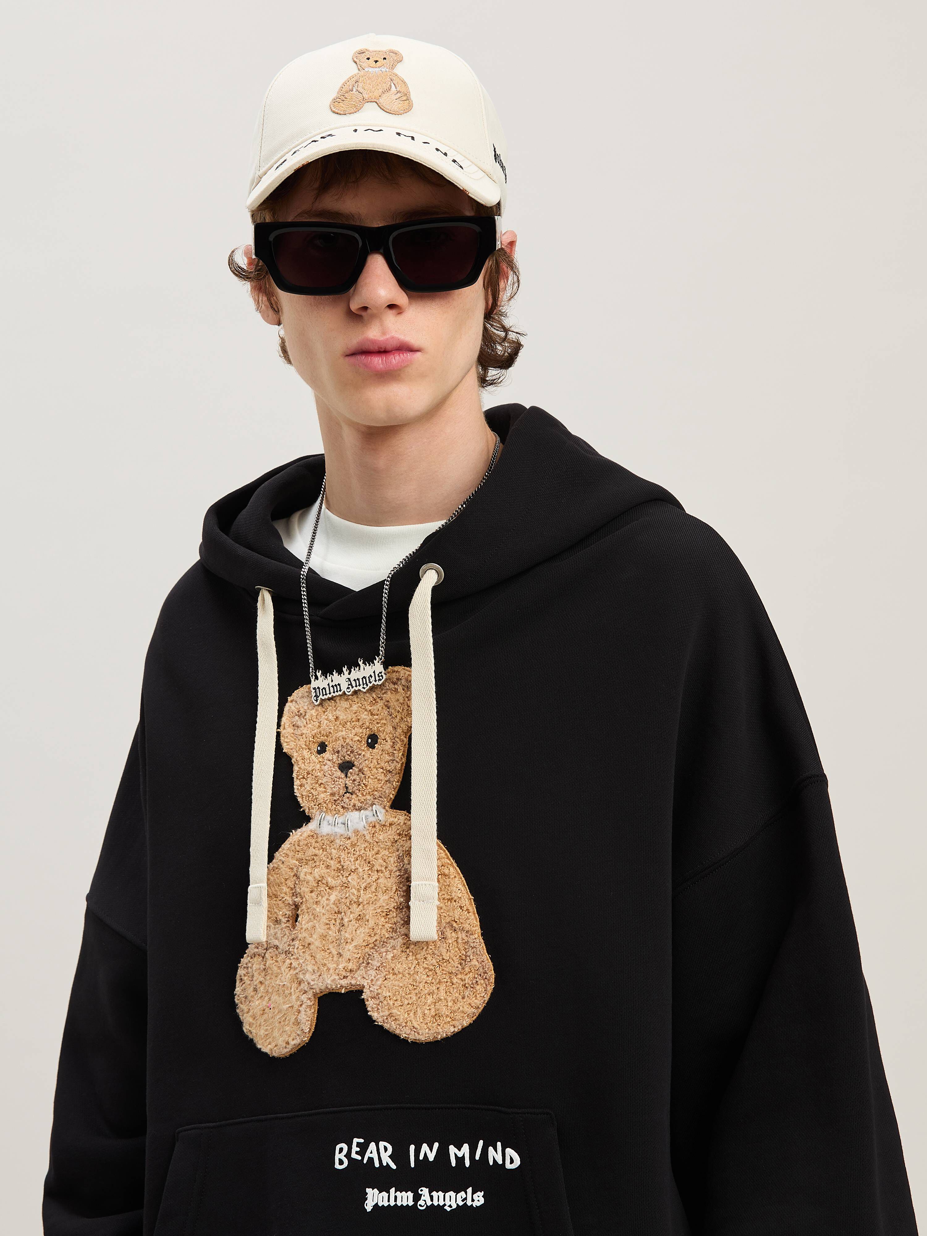 PALM ANGELS  Bear in Mind Hoodie BLACK - BROWN PMBB172S25FLE001