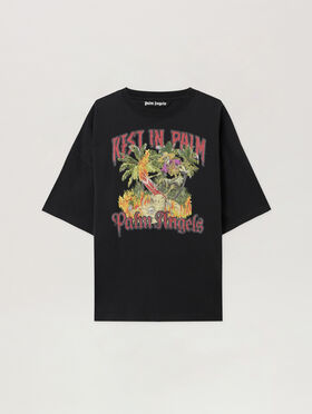 PALM ANGELS Rest In Palm Loose T-Shirt BLACK - MULTICOLOR PMAA10DF25JER006