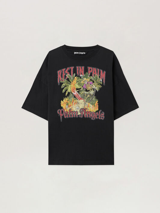 PALM ANGELS Rest In Palm Loose T-Shirt BLACK - MULTICOLOR PMAA10DF25JER006