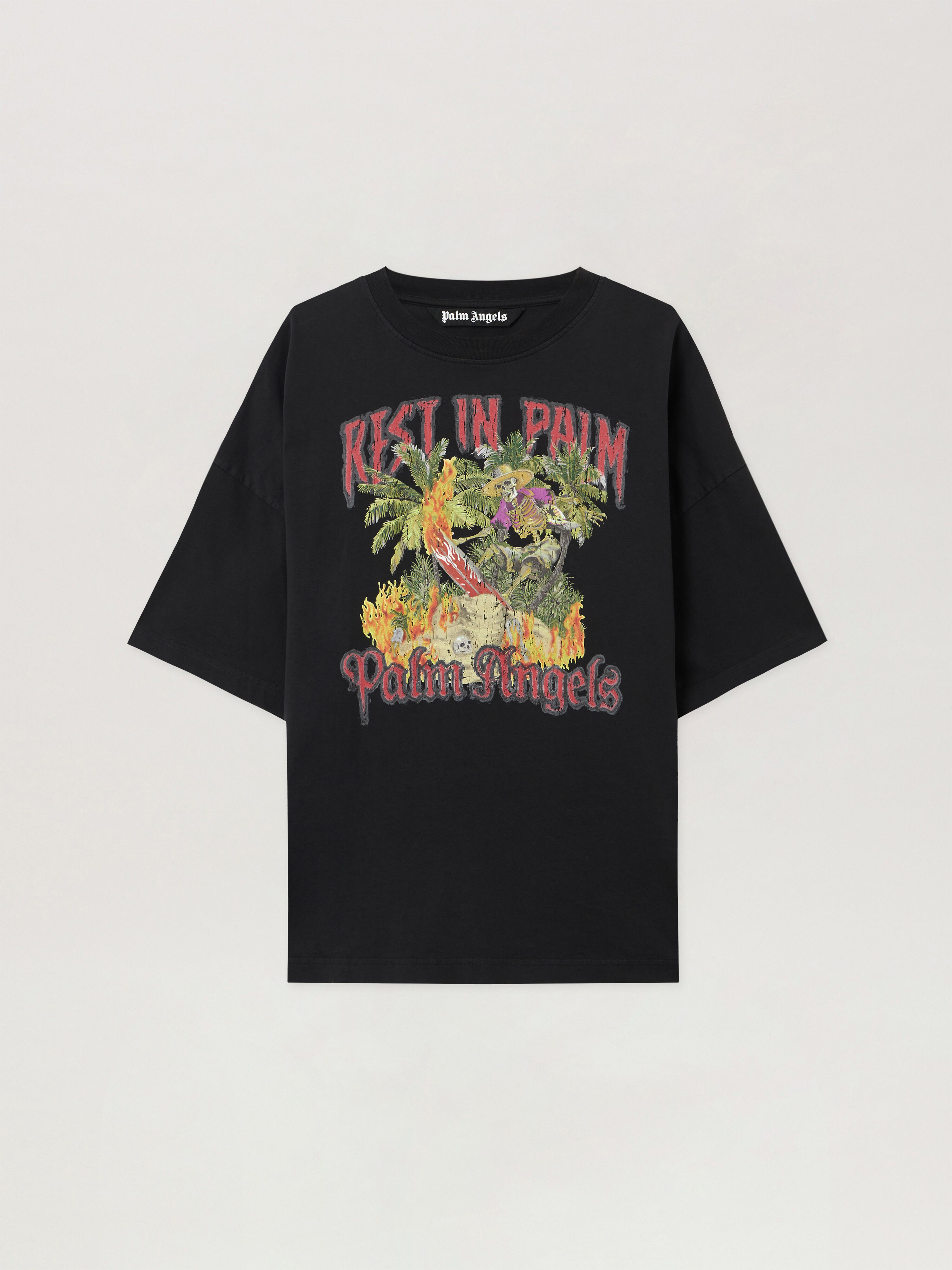 PALM ANGELS Rest In Palm Loose T-Shirt BLACK - MULTICOLOR PMAA10DF25JER006