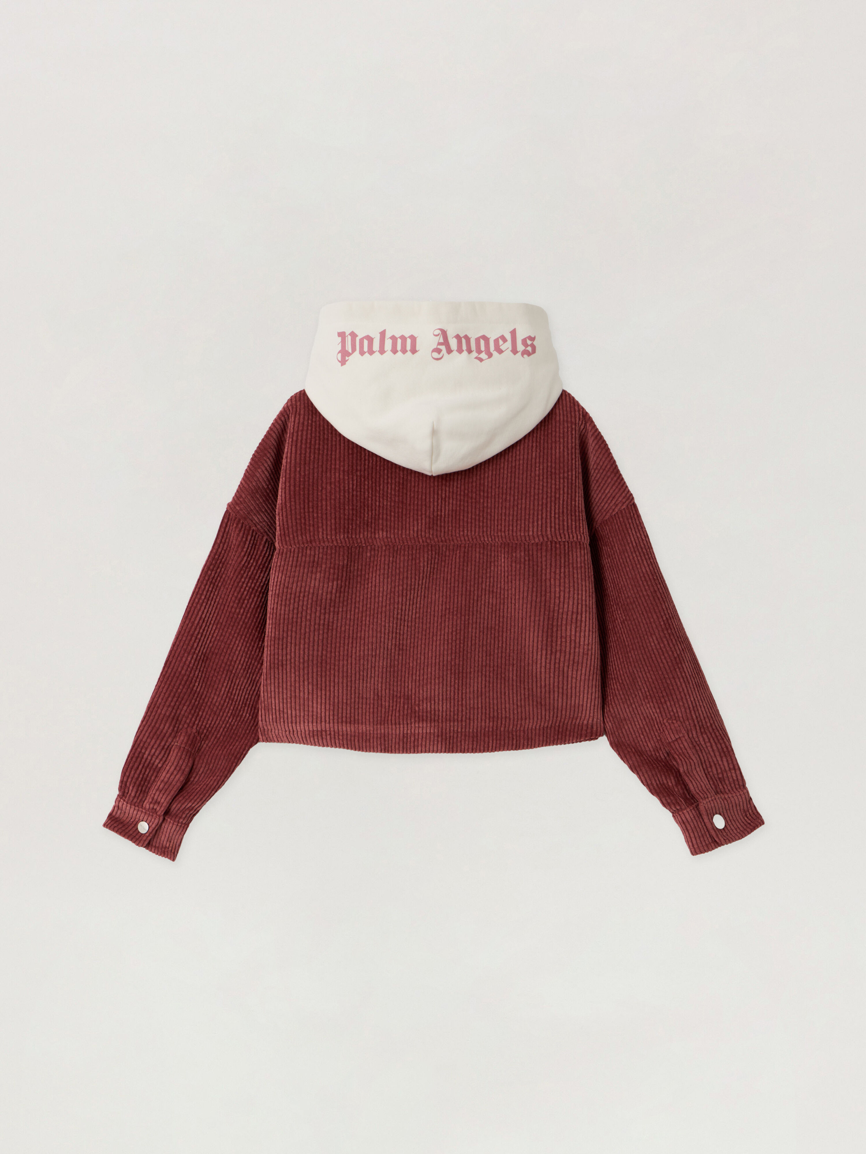 PALM ANGELS Classic Logo Corduroy Crop ANTIQUE ROSE OFF WHITE PGES006F25FAB001