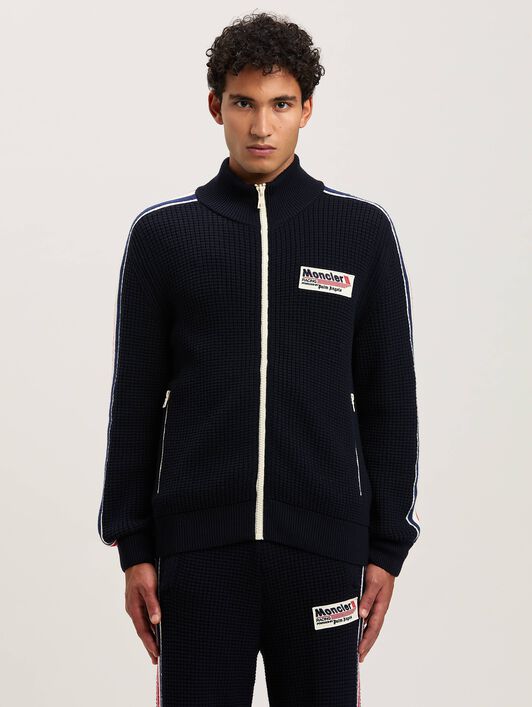 PALM ANGELS  Racing Cardigan Moncler x Palm Angels NAVY BLUE - WHITE PMHB036T25KNI001
