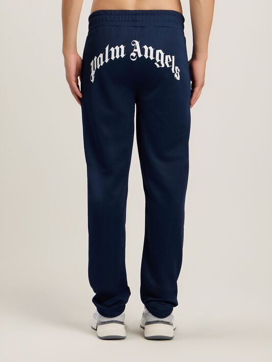 PALM ANGELS Back Curved Logo Track Pants NAVY BLUE OFF WHITE PMCJ048S26FAB001