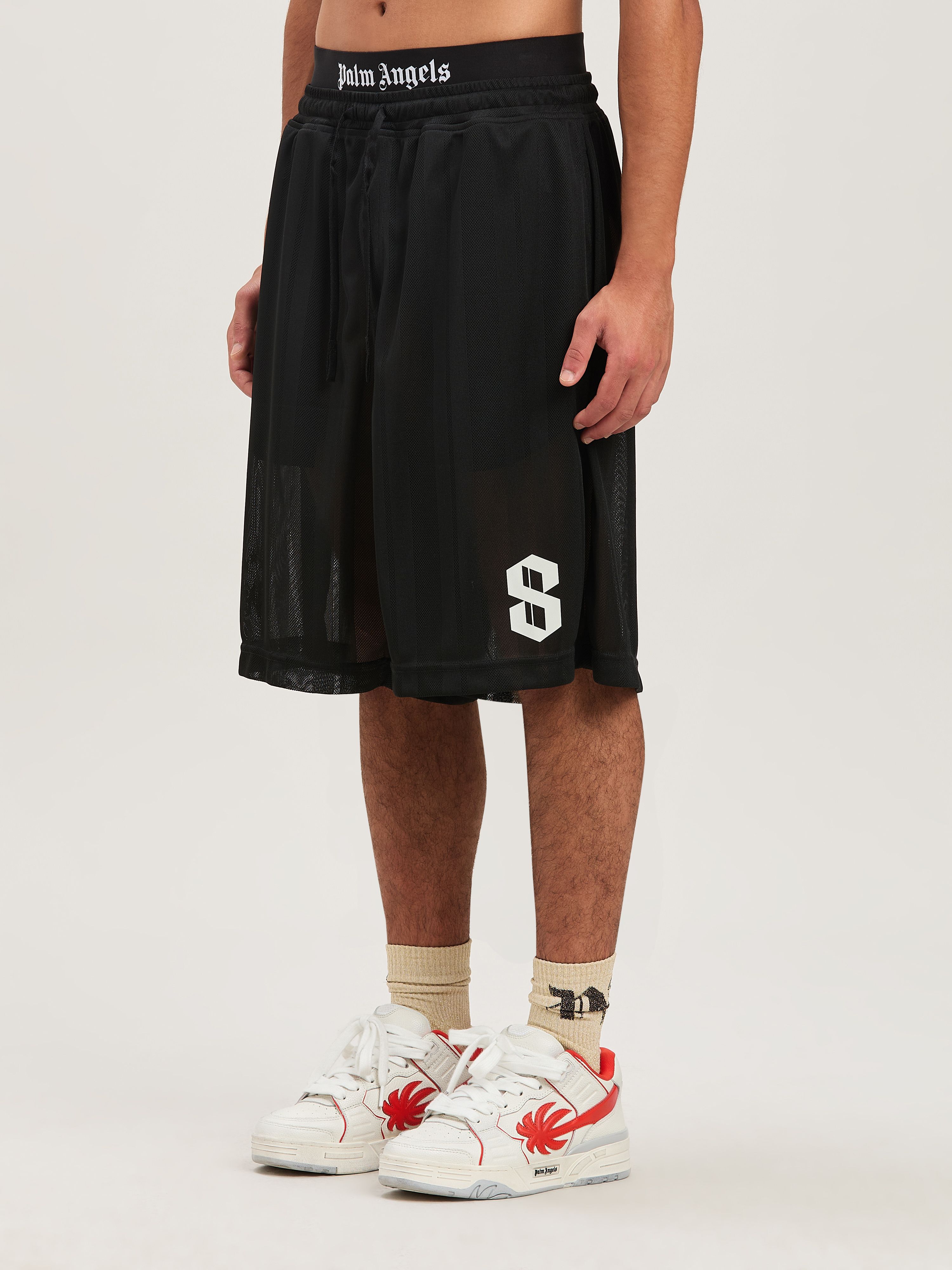 PALM ANGELS  Palm Sport bermuda BLACK - OFF WHITE PMCI022S25FAB002