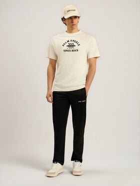 PALM ANGELS Surf Regular T-Shirt OFF WHITE - BLACK PAMAA01F26JR13
