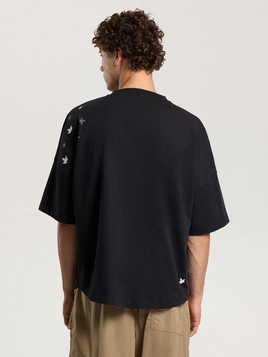 PALM ANGELS Feel High Oversized T-Shirt BLACK - OFF WHITE PAMAA05F26JR01
