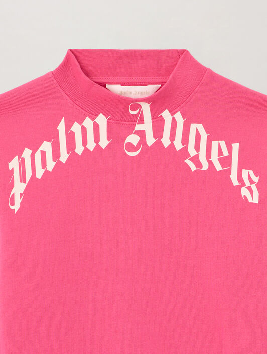 PALM ANGELS Curved Logo. Crewneck FUCSIA/FUCHSIA PGBA013S26FLE001
