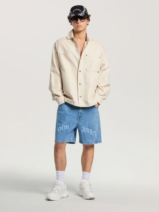 Palm Type Loose Shirt PALM ANGELS Palm Type Loose Shirt OFF WHITE - BLACK PAMGE05F26FB01