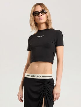 PALM ANGELS Classic Logo Baby T-Shirt BLACK - OFF WHITE PAWAA02F26JR01