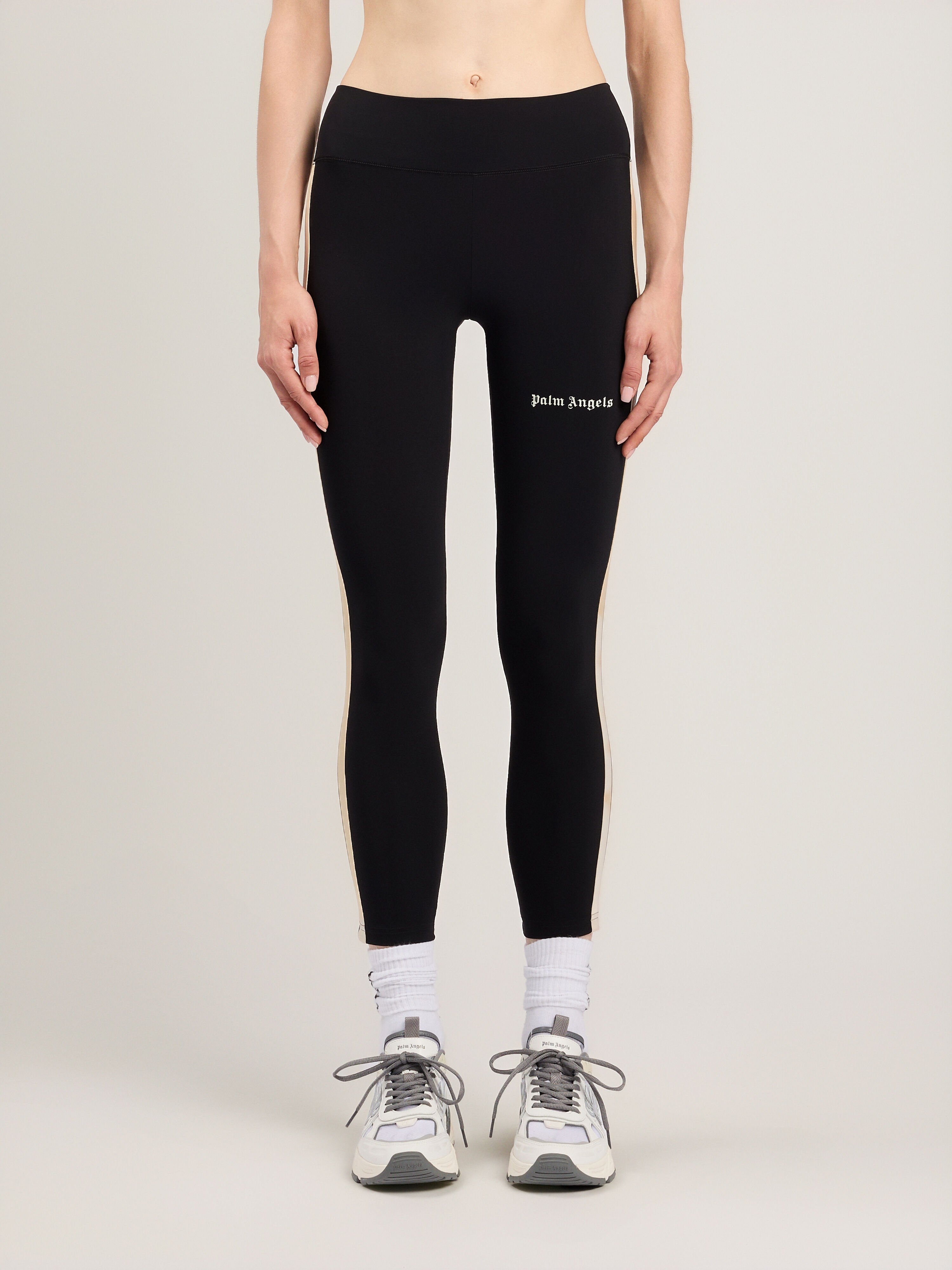 PALM ANGELS Classic Logo Track Leggings BLACK OFF WHITE PWVG001S26FAB001