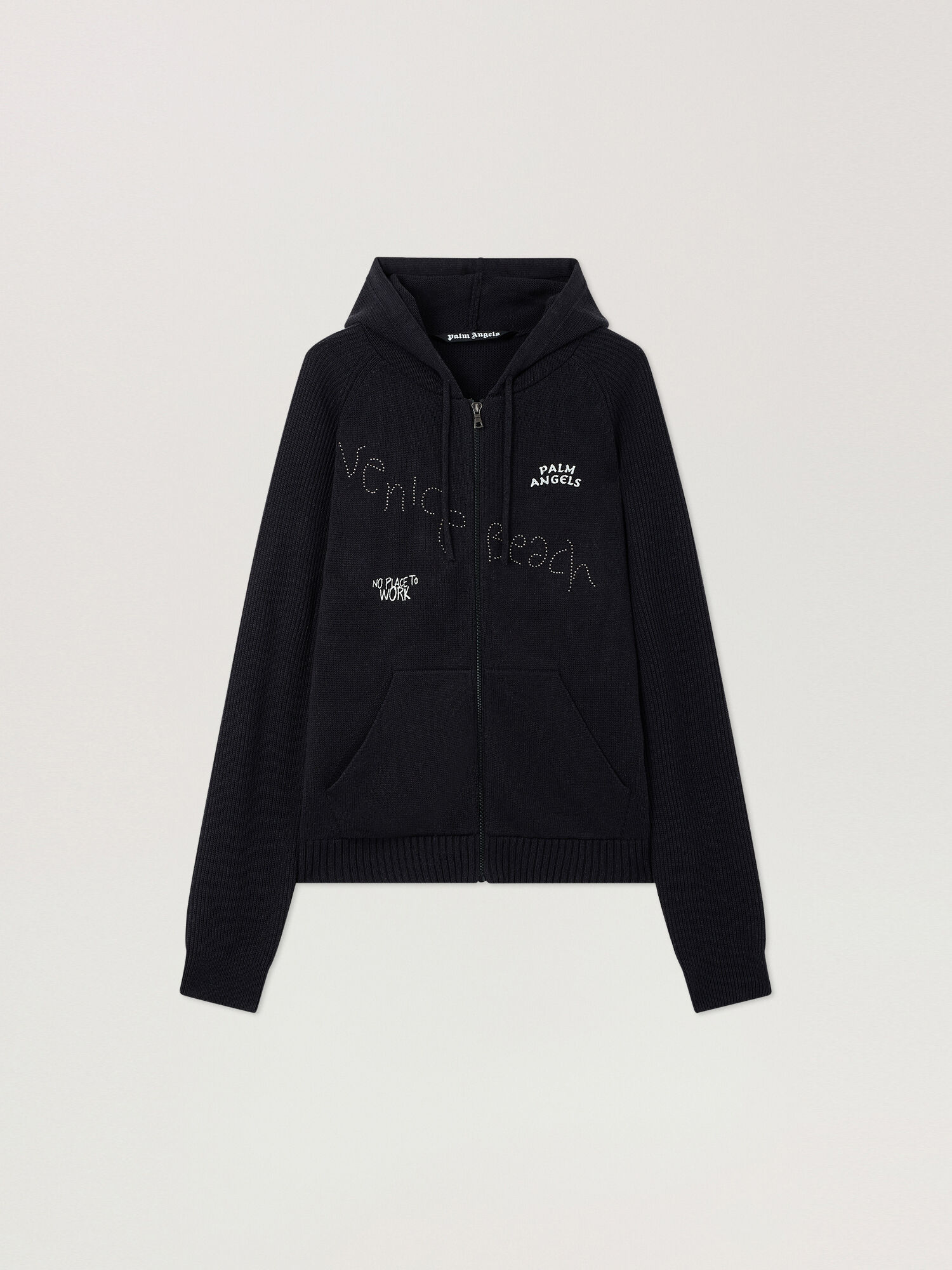 Surfer Dreams Knit Zip-Up Hoodie PALM ANGELS Surfer Dreams Knit Zip-Up Hoodie BLACK - OFF WHITE PAMHU03F26KN01