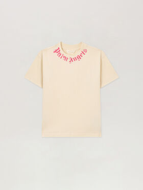 PALM ANGELS Neck Logo Brushed T-Shirt OFF WHITE PGAA002S26JER005