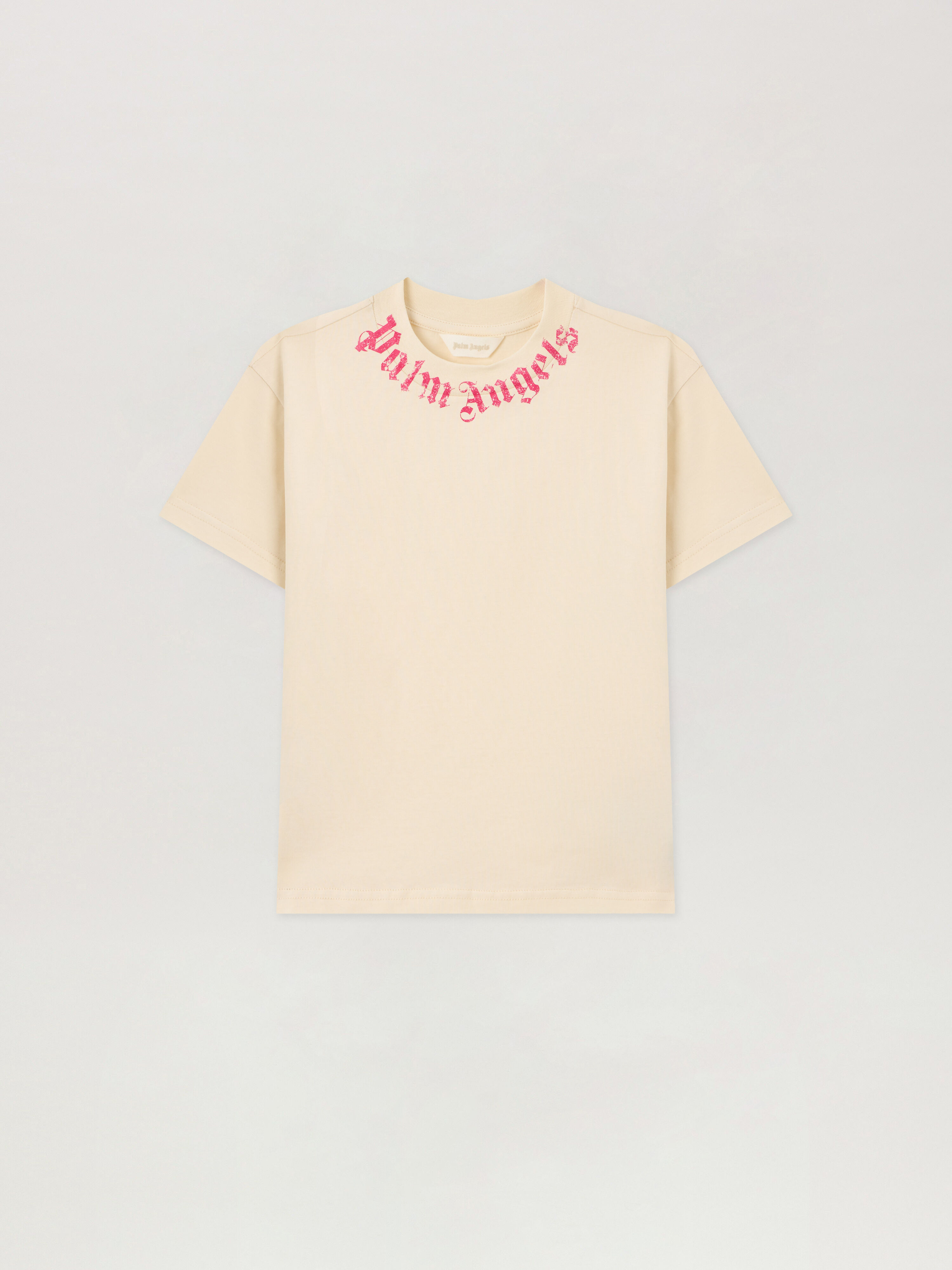 PALM ANGELS Neck Logo Brushed T-Shirt OFF WHITE PGAA002S26JER005