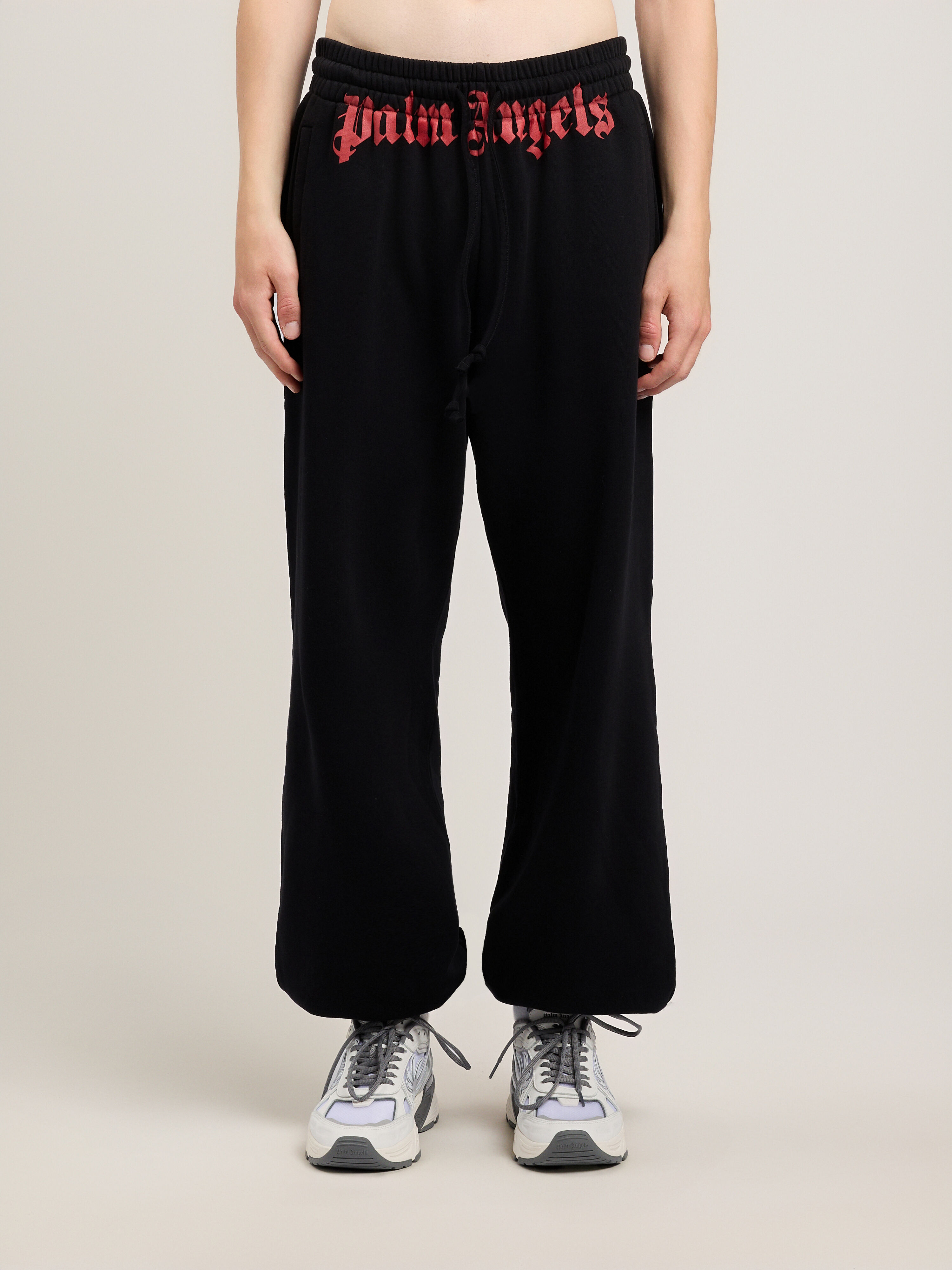 Waist Logo Sweatpants in BLACK RED for Men | Palm Angels®