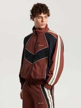 PALM ANGELS Hollywood Windbreaker Jacket BROWN - BLACK PAMEB02F26FB01