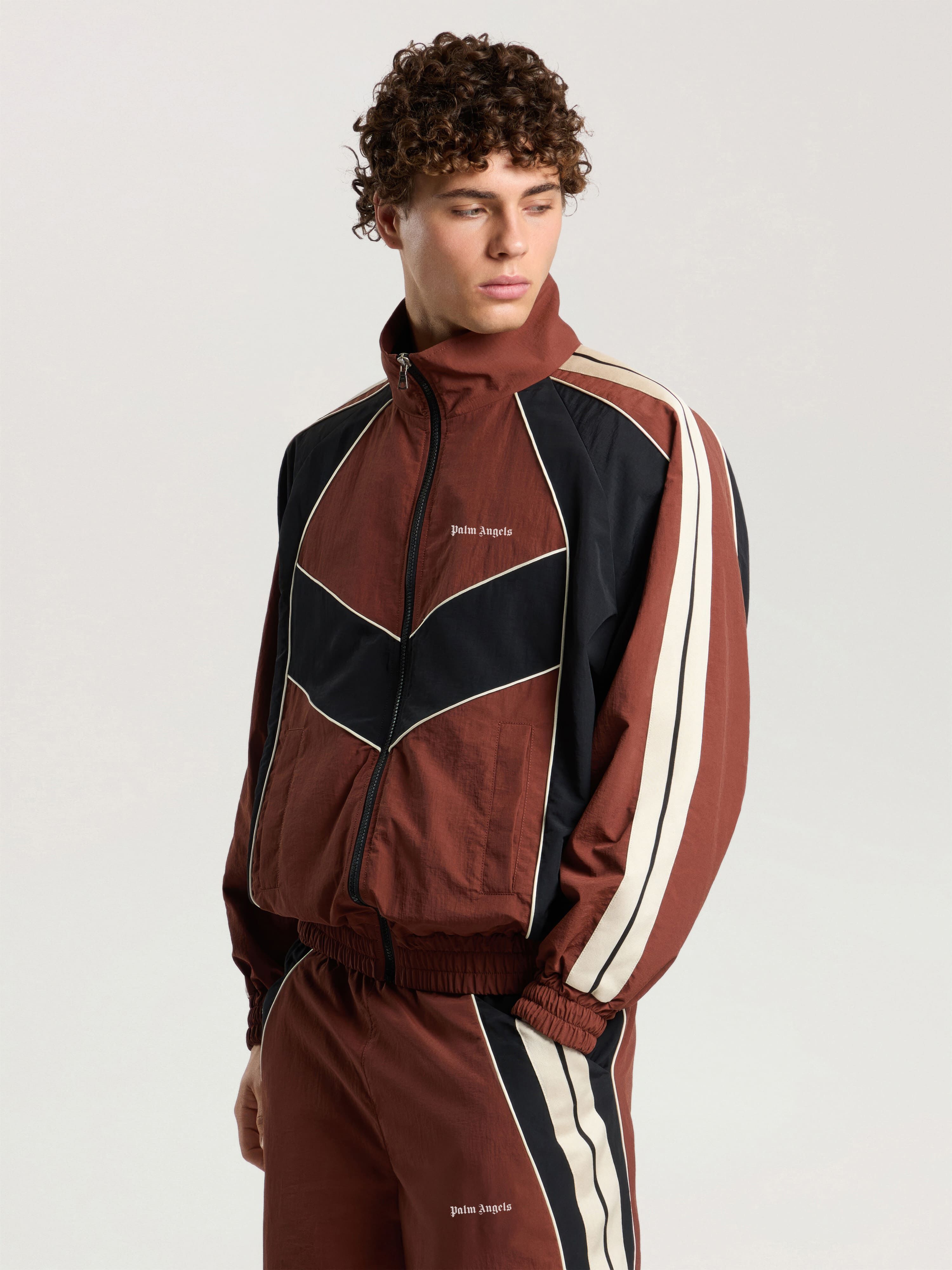 Hollywood Windbreaker Jacket PALM ANGELS Hollywood Windbreaker Jacket BROWN - BLACK PAMEB02F26FB01