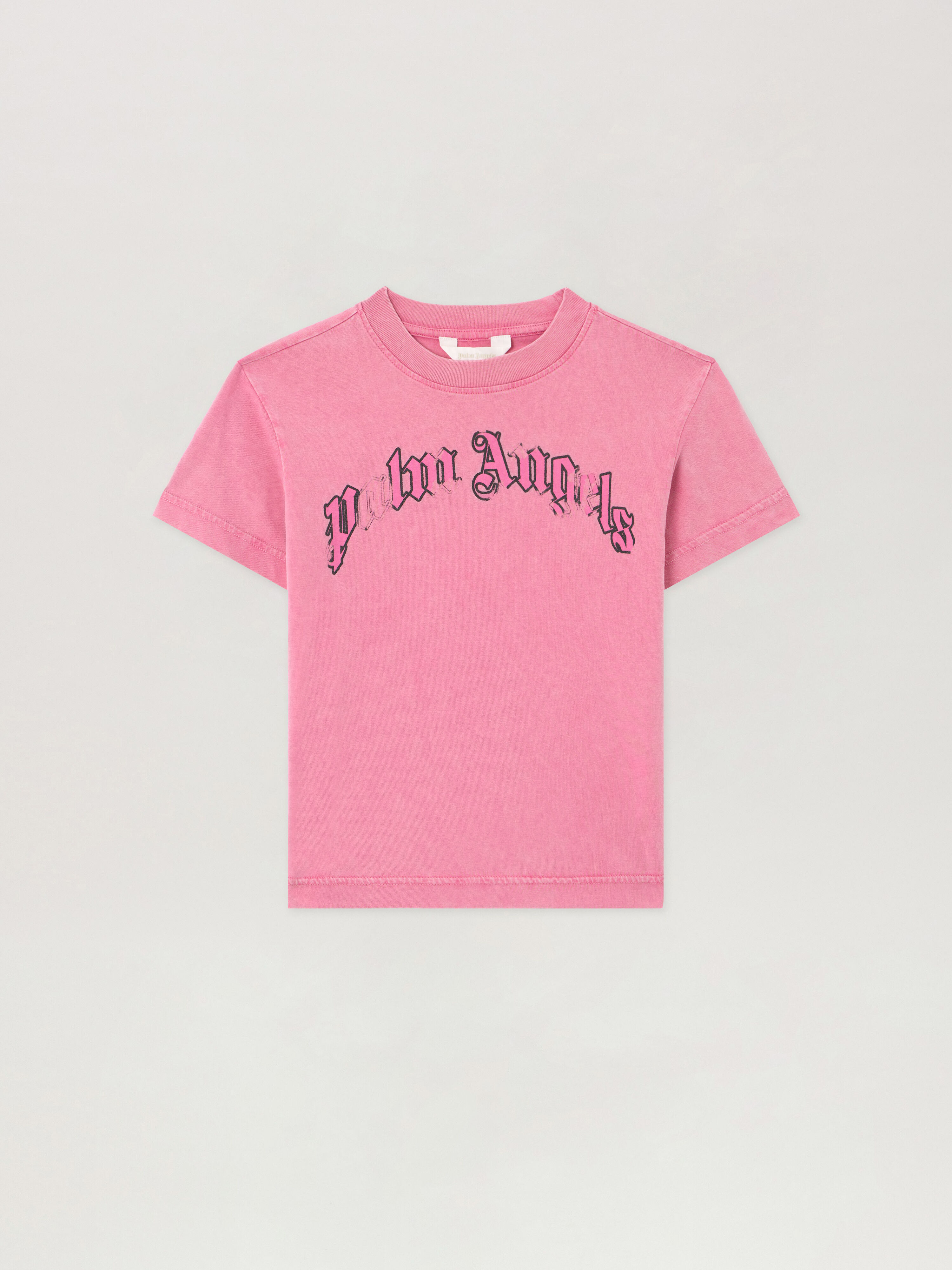PALM ANGELS Curved Logo Faded T-Shirt FUCSIA/FUCHSIA PGAA002S26JER00A